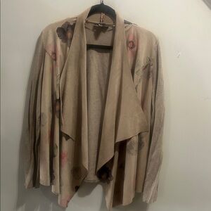 INC International Concepts Tan Floral Open-Front Blazer